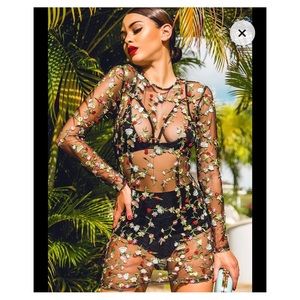 Pretty Little Thing floral mesh dress